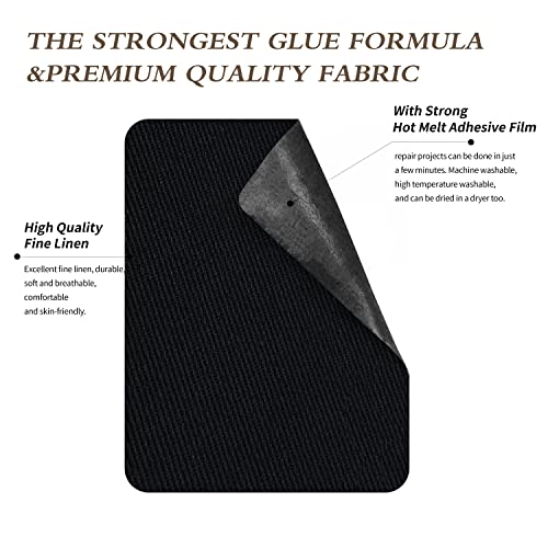 Image of KING MOUNTAIN 100% Cotton Fabric Iron-on Repair Patch, Inside&Outside Clothes Repair Patch, 3 inchx60 inch with Backing Glue Repair Decorative Patch kit (Black)