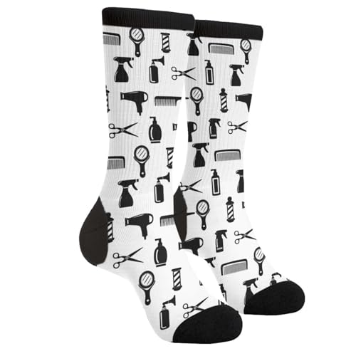 YISHOW Barber Hairdresser Unisex Novelty Crew Socks Casual Funny Crazy Dress Socks Gift