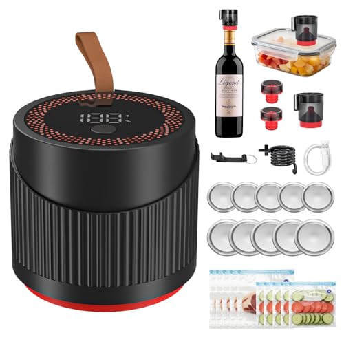 Upgraded 4-in-1Electric Mason Jar Vacuum Sealer Kit for Wide &Regular Mouth Jars,Wine Bottles,Vacuum Bags,Containers,Portable Automatic Canning Vacuum Sealer Machine for Kitchen,RV Travel Food Storage