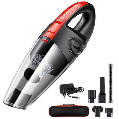 Aspirador de Pó Portátil Sem Fio, 120W Alta Potência com Sucção Poderosa, Uso Seco/Úmido, Recarregável, para Carros e Casa, Filtro Lavável, Inclui 7 Acessórios, Preto