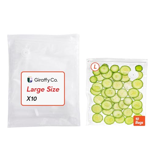 Giraffy Co. Reusable Vacuum Sealer Bags – 10 Big Food Storage Bags (30x34cm/11.8x13.4in), BPA-Free, Leak-Proof & Odor-Resistant, Compatible with Vacuum Sealer Machines