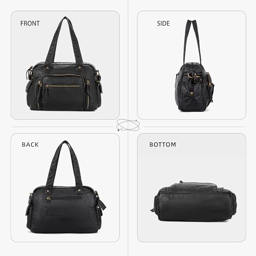 Bolsa tote vintage de cuero vegano suave para mujer miniatura 5
