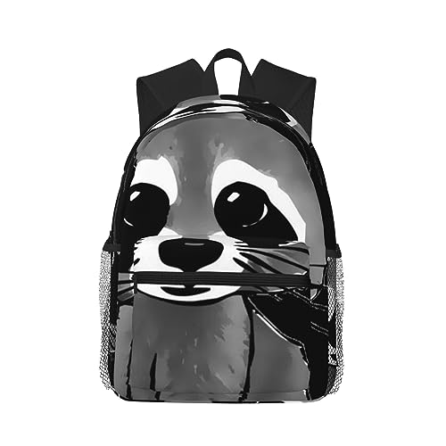NUYFVG Mochila de jazz Drum cómoda e informal para uso diario, versátil para la universidad, trabajo, senderismo, viajes al aire libre, Lindo mapache de dibujos animados, Talla única