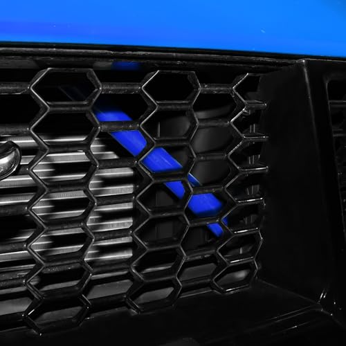 Image of KUNGKIC For 2024 2025 Mustang Grill Inserts Trims ABS V Brace Stripes Wrap Covers Exterior Car Accessories (Blue)