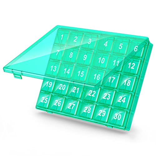 Image of Monthly Pill Organizer Once a Day - 30 Day Pill Organizer Box - Easy to Open - Large Compartments Portable Case for Travel, Month Pill Cases Medicine Organizer for Vitamin (Green)