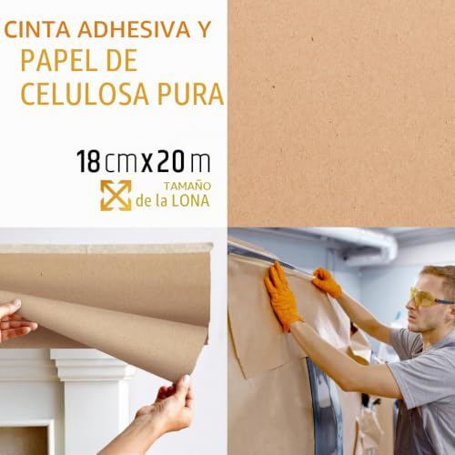 Miniatura 2 de Pennellificio 2000 Juego De 3 Rollos De Papel Con Cinta Adhesiva Para Enmascarar, Protección De Paredes, Zócalos, Muebles, Dimensiones 18 Cm X 20 M, Fabricado En Italia