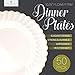 ELITE SELECTION Disposable Plastic Dinner Plates - 50 Pack Premium Quality 10.25” Ivory Round Dessert Plate with Elegant Gold Flower Rim Design for Wedding, Birthday, Party
