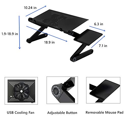 Mesa plegable ergonómica para laptop con ventilador miniatura 4