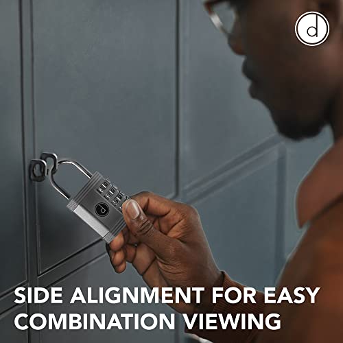 Padlock 4 Digit Combination Lock - For Gym School Locker, Outdoor Gate, Shed, Fence, And Storage - Weatherproof Metal - Keyless, Easy To Set, Resettable - Silver #TOP5