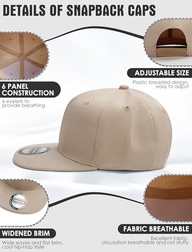 Image of 10 Pack Blank Snapback Hats for Men Flat Brim Hats Baseball Caps Bulk