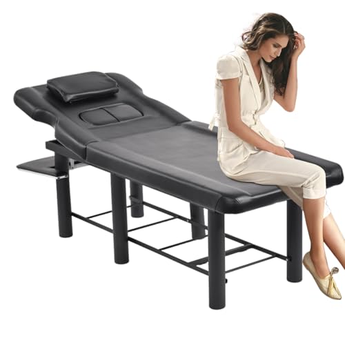Esthetician Spa Bed 73" | Professional Massage Table | Heavy Duty Physical Therapys Table | 550LBS Load & 0-30° Angle Adjustment | Chiropractic Treatments Table with PU Leather Headrest Backrest