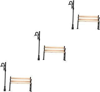 Angoily 3 Conjuntos Banco De Parque Luz De Rua Móveis Minúsculos Acessórios Vintage Mini Cadeira Modelo De Luz De Rua Estatuetas Em Miniatura De Natal Mini Poste De Lâmpada De Rua Mini