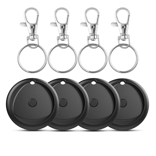 Smart Tracker-4 Pack con Llaveros y Funda Protectota de Cuero（Colección Navidad），Localizador Bluetooth(Sólo iOS), buscador de Llaves Batería Reemplazable, Rastreador de Etiquetas Impermeable