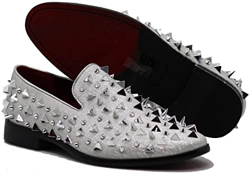 Image of SPK16 Men's Vintage Spike Dress Loafers Slip On Fashion Shoes Classic Tuxedo Dress Shoes