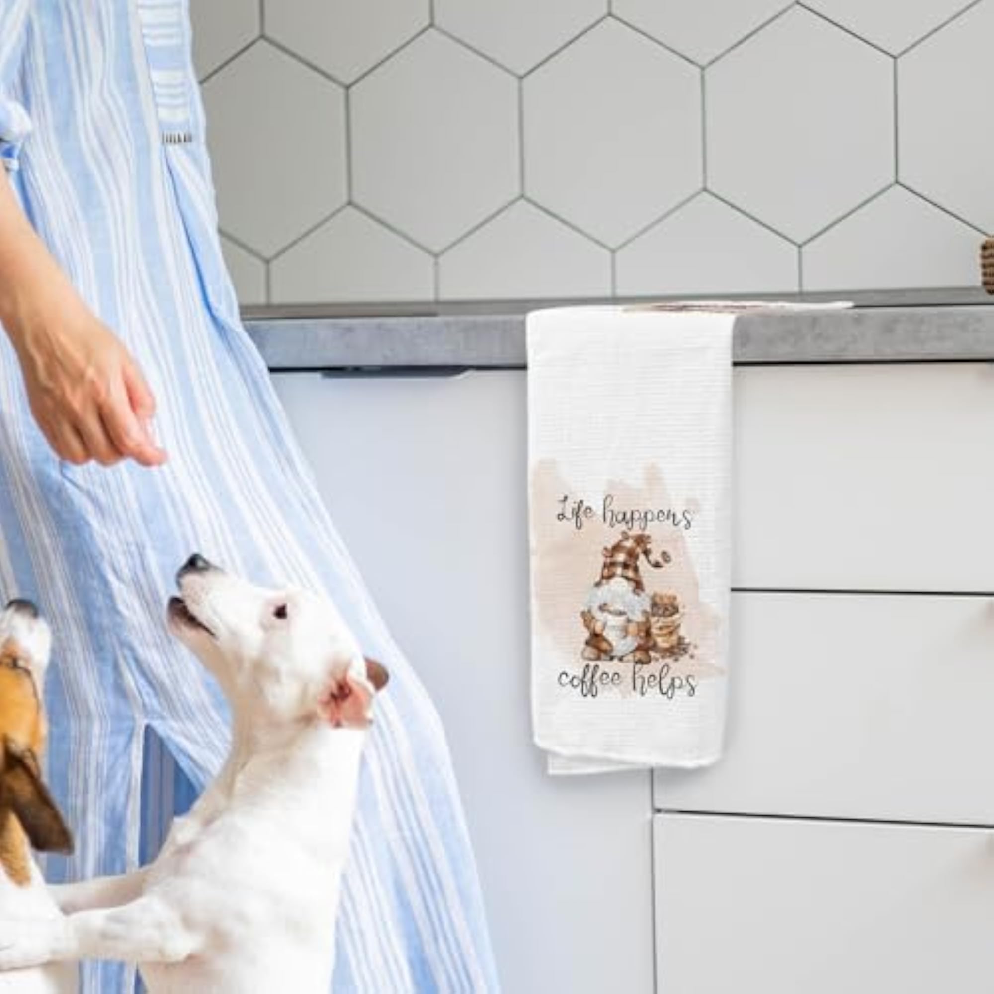 Coffee Gnomes Kitchen Towels, Decorative Hand Towels