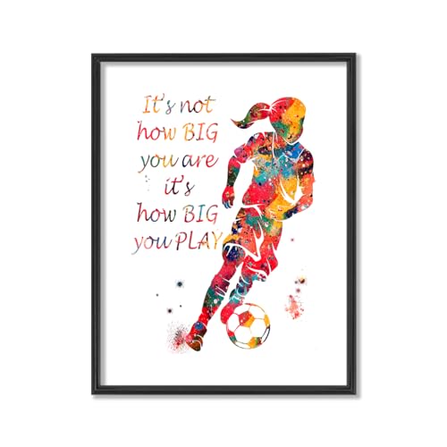 Soccer Girl Watercolor Art Print 8x10