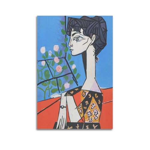 Toile Picasso Jacqueline avec fleurs, une idée cadeau idéale pour passionnés d'art
