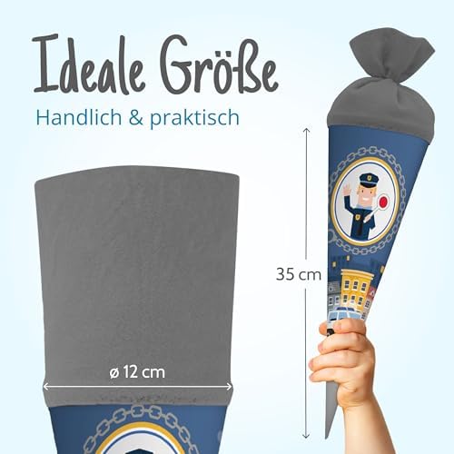 5. Bild von itenga Geschwisterschultüte 35cm für Kinder Geschenkverpackung Schultüte klein Kindergarten Zuckertüte (Polizei)