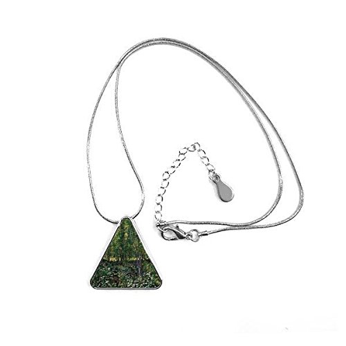 Collier pendentif triangle paysage abstrait et forêt colorée pour femme