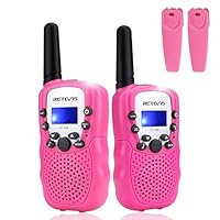 Retevis RT388 Walkie Talkie Bambini, Giocattolo a Lungo Raggio 8CH RegaliBambini 4-12 Anni, Torcia LCD Retroilluminata Campeggio, Avventure all'Aperto, Giochi per Famiglia (1 Paio, Rosa)