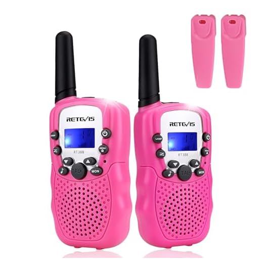 Retevis RT388 Barn Walkie Talkies PMR446 8 Kanaler Rosa Walkie Talkie Flickor Ficklampa Vox Barn Walkie Talkies Leksaker Gåvor för Barn (Rosa, 1 Par)