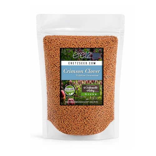 Crimson Clover Seed by Eretz (1lb) - Choose Size! Premium Willamette Valley, Oregon Grown Non-GMO...