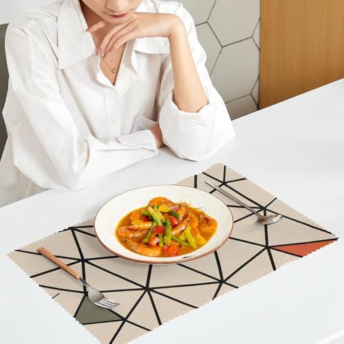 Set de table géométrique sans couture lot de 6 lavable résistant chaud - 7