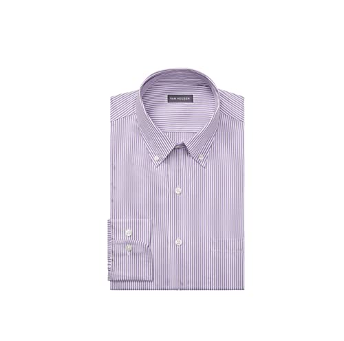 Van Heusen mens Regular Fit Pinpoint Stripe Dress Shirt, Wild Orchid, 17.5 Neck 32 -33 Sleeve X-Large US