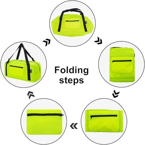 Image of HOLYLUCK Foldable Travel Duffel Bag For Women & Men Luggage Great for Gym - Fluorescent yellow