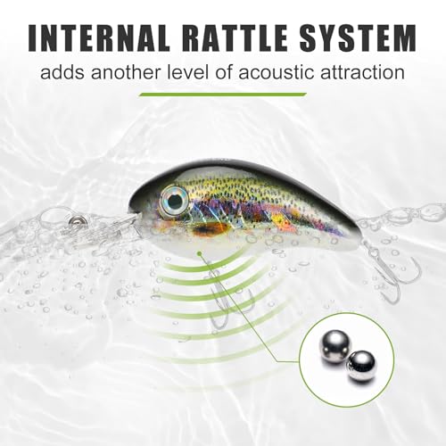 Image of TRUSCEND Easy Catch Crankbait with BKK Hooks, Shallow or Deep Diving Crank Bait Fishing Lures for Bass Pike Walleye, Unipue Wobble Design for More Bites, Vibe Lipless Crankbaits Freshwater Saltwater