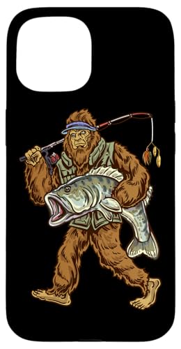 Largemouth Bass Fishing Bigfoot Fisherman Case for iPhone 15