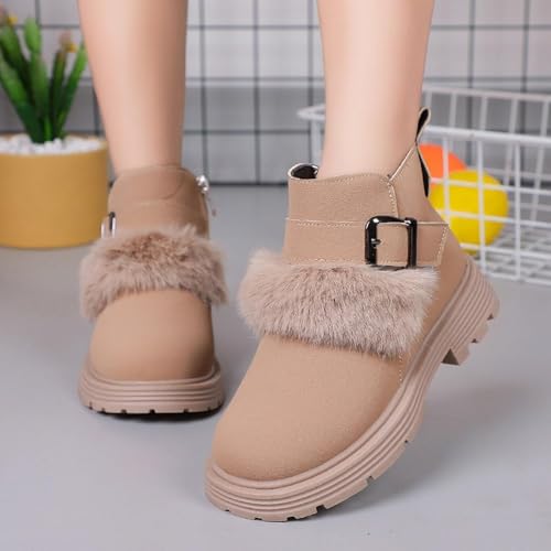 Girls Fall Ankle Boots Suede Leather Winter Thermal Side Zipper Shoes Round Toe Lug Sole Chunky Heel Boot for Toddler3