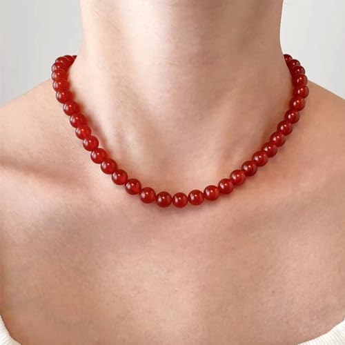 Hewill Carnelian Necklace Choker Red Crystal Gemstone Agate Garnet Bead Beaded Necklace for Women Men Bead 4mm 6mm 8mm 10mm2