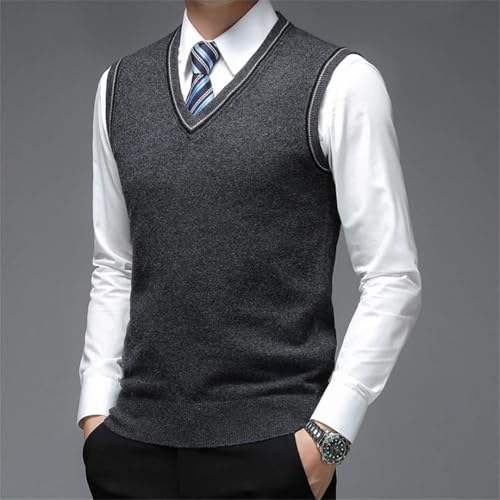 Men Wool Top Solid Pullover Sweater V Neck Knit Plain Sleeveless Casual Vest4