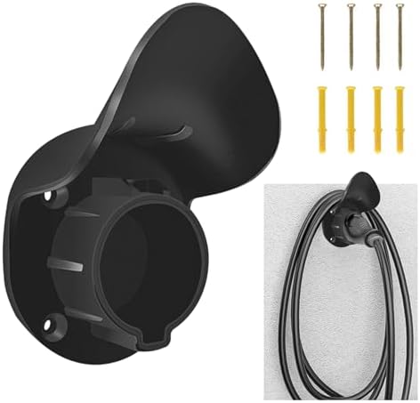 EV Charger Holder Wall Mount for J1772 - Waterproof Dock with Locking Clip, Heat-Resistant ABS - Universal for Hyundai, Audi, Ford, Rivian, Nissan, PHEV - Indoor/Outdoor Cable Organizer