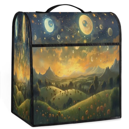 Coffee Maker Cover Starry Sky Universe Moon Kitchen Appliance Covers Small Appliance Covers Blender Cover Juicer Cover Dust Covers for Kitchen Appliances with Top Handle and Pockets,Washable,C991