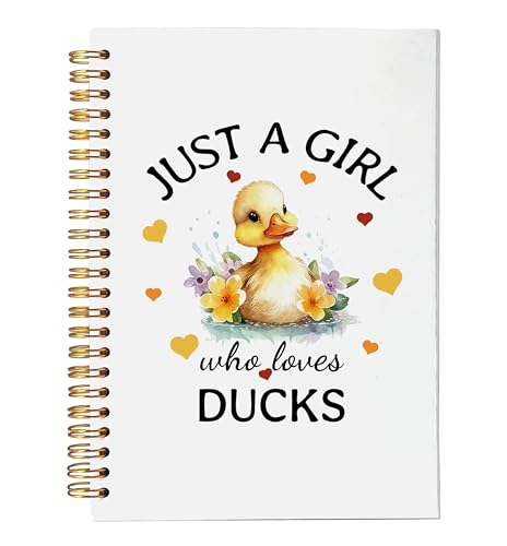 VNWEK Duck Lover Gifts for Women Spiral Notebook Journal 5.5x8.3 Inch, Just a Girl Who Loves Ducks Journal, Cute Farm Animal Lined Hardcover Spiral Notebook