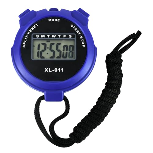 Image of Digital Sports Stopwatch Timer Stopwatch Lap Timer Digital Calendar Alarm Clock Referee Watch for Training Swimming Running (Blue)