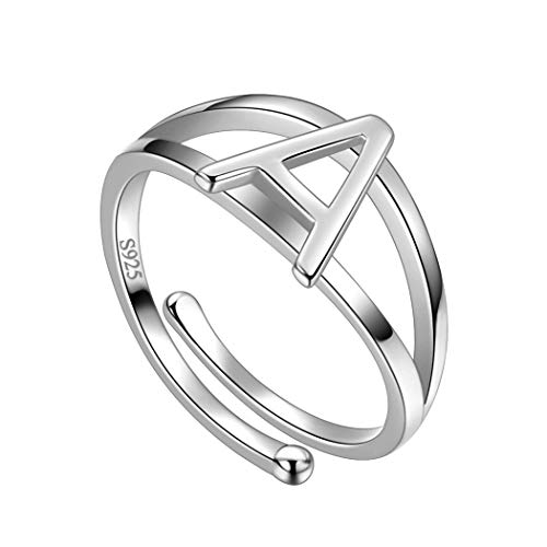 Jewmon Verstellbarer Buchstabe A B C Ring Alphabet Offener Ring 925 Sterling Silber Anfangsbuchstabe Alphabet Ring Kette Damen Modeschmuck FR0015A Cover