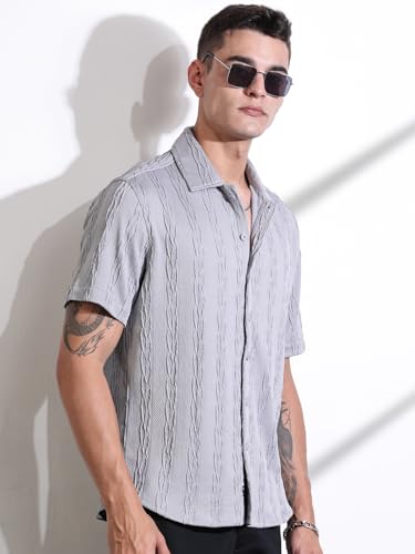 Image of Thomas Scott Men Polyester Blend Solid Oversized Fit Shirt