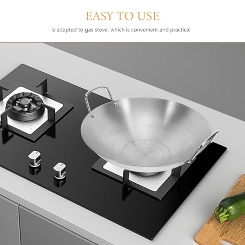 Wok de acero inoxidable con fondo redondo y doble asa miniatura 3
