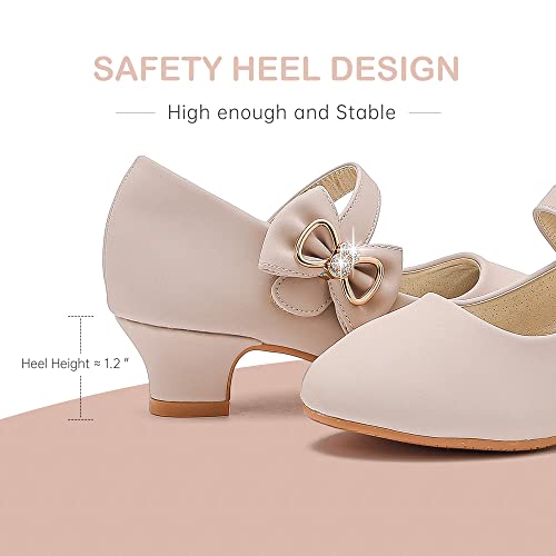 Image of Dufannie Girls Dress Shoes Princess Flats Heels for Toddler Little Big Kids