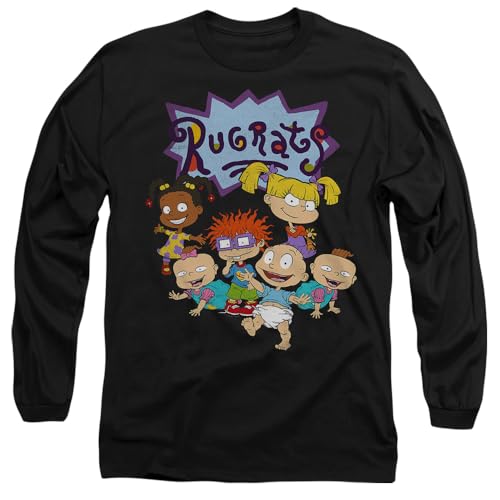 T-Shirt Rugrats Manches Longues Noir XL Anti-Froid au Look Vintage Confortable