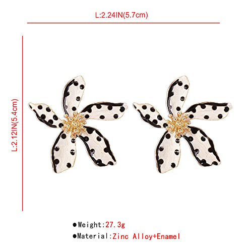 Flower Stud Earrings Polka Dot Flower Floral Earrings Cute Polka Dot Pattern Elegant Dangle Earrings for Women2