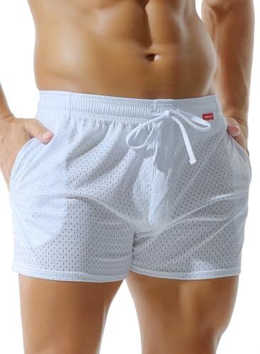MZIOK Men's Sexy Mesh Shorts 3 Inch Fitness Quick Dry Shorts with Pockets for Workout or Casual Wear...