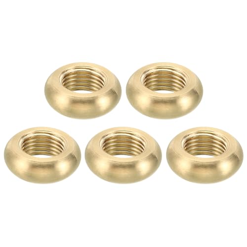 PATIKIL M10x1 Rond Contre-écrou, 5 Paquet Solide Laiton Bord Plat Écrou Mince Vis Verrouillage Écrou pour Meubles Lampe Lumière, 16,5 mm x 6 mm