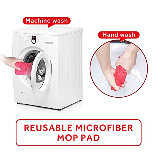 16.5 inch Mop Pads Refills, 3 Pack Microfiber Reusable Replacement Mop Pads Flat Replacements Heads for Wet Or Dry Floor Cleaning and Scrubbing, Red Cloth