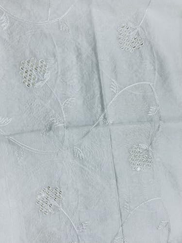 Image of LKC WOMEN'S SEQUENCE EMBROIDERED SELFDESIGN SOFT COTTON CHANDERI DUPATTA