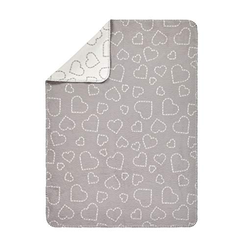 Alvi GOTS Baumwolldecke Babydecke Kuscheldecke Hearts grey 75x100 cm |...