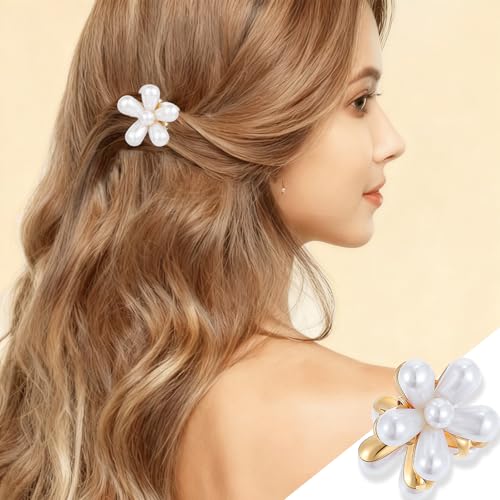 20 Pzas Mini Pinzas de Pelo con Perlas y Flores miniatura 5
